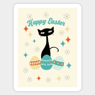 Atomic Era, Mid Century Modern Cat, Happy Easter Sticker